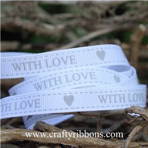 Wedding Owl Ribbon - With Love White
